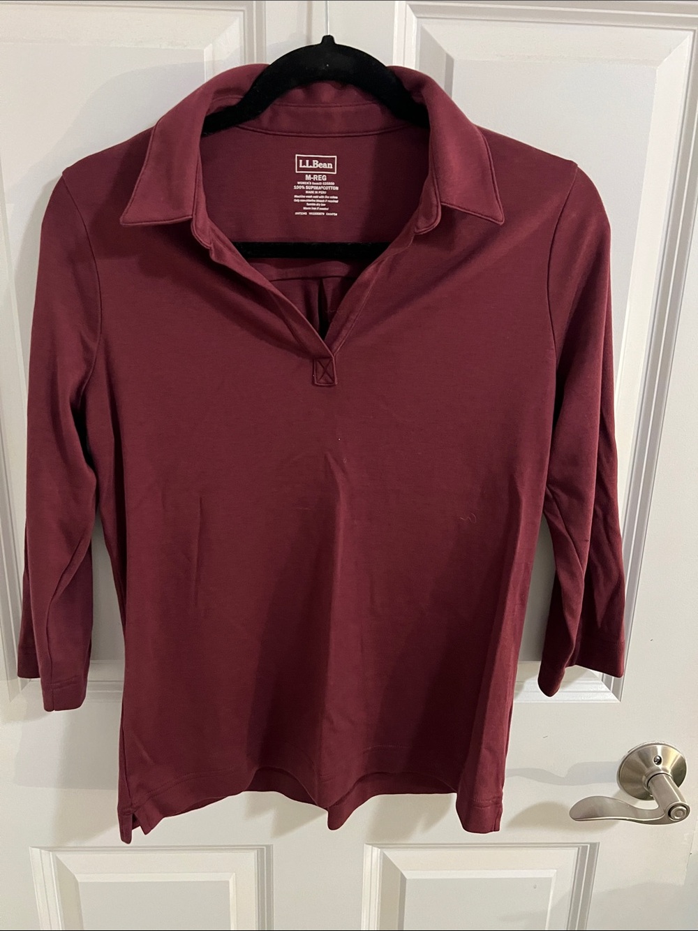 L.L. Bean Women's Long-Sleeve Polo in Deep Burgundy